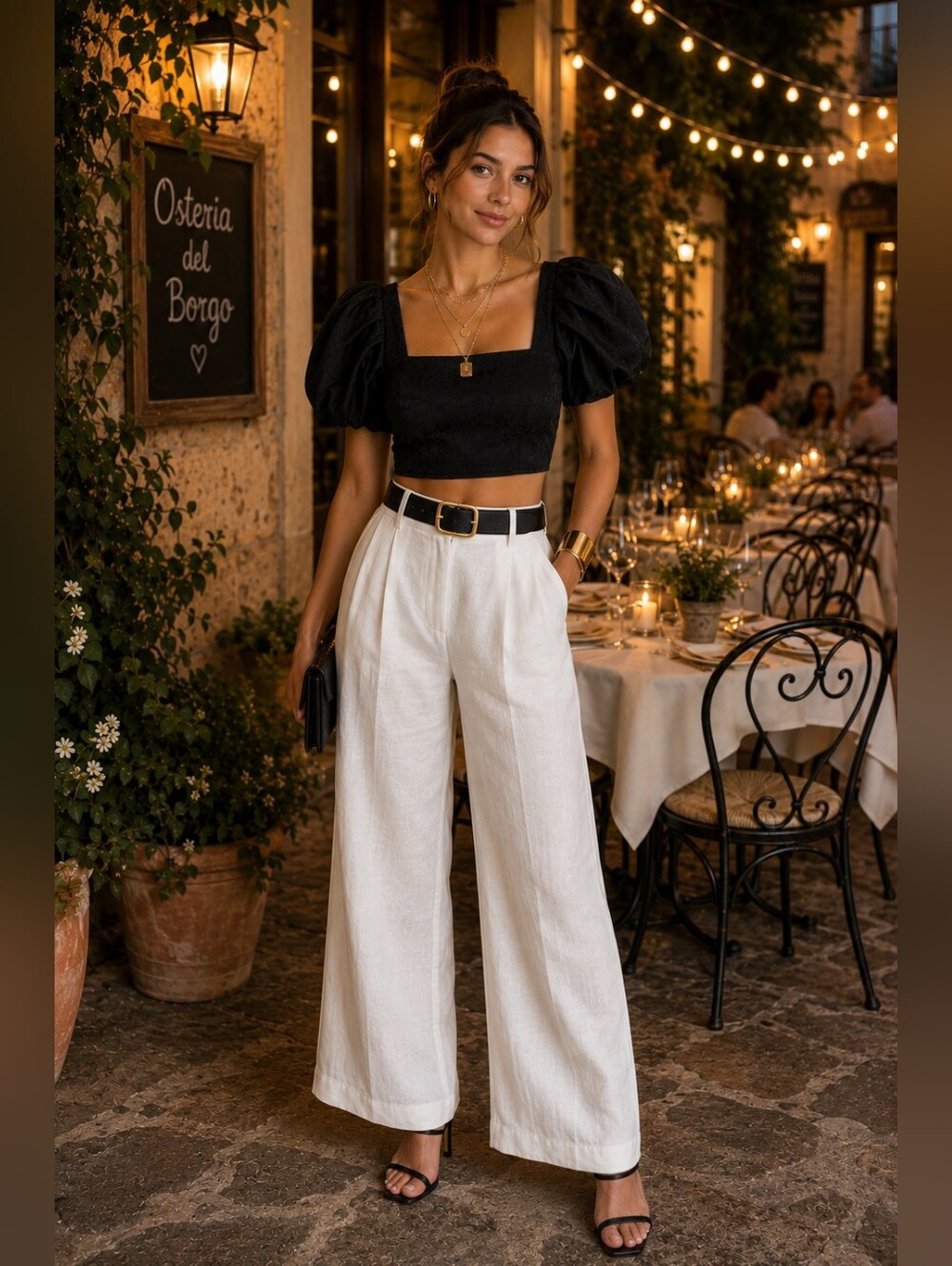 Black Puff Sleeve Crop Top Size 8 Romantic Chic Fairy Goth Modern Feminine